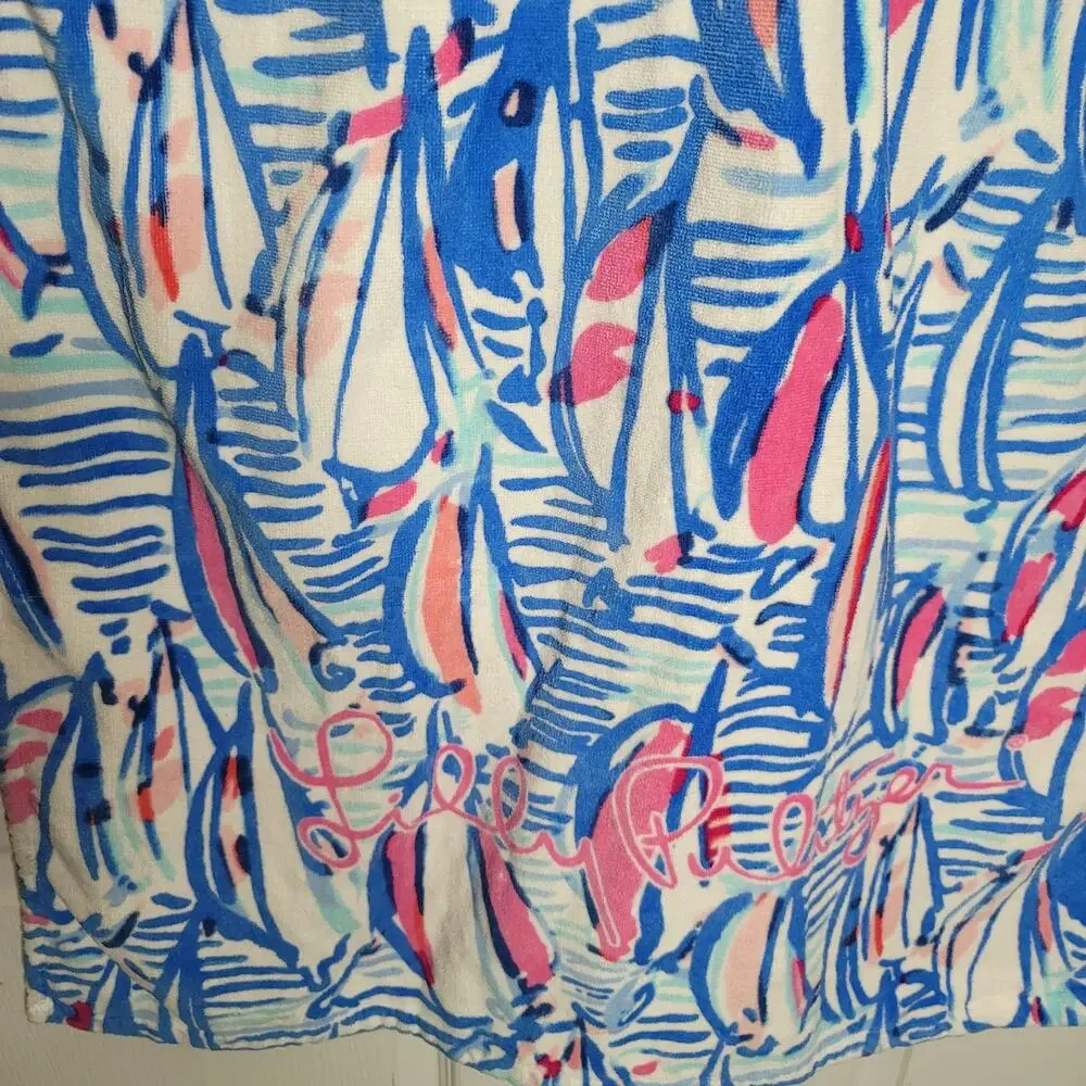 Lilly Pulitzer RRR Red Right Run Beach Towel Right Return Sail Boats Blue